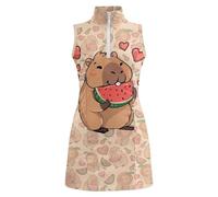 Générique Robe Femme Robe sans Manches zippée imprimée pour Filles, Robe élégante à col Montant, légère et Confortable, idéale au Quotidien. (Khaki, 4-5 Years)
