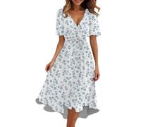 Générique Robe Femme Soiree Robe décontractée à col en V pour Femme,élégante et Fluide,idéale pour l'été,Le Printemps et l'automne,idéale au Quotidien,en Tissu Doux Extensible,Une Tenue Polyvalente