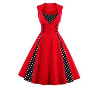 Générique Robe Femme Vintage Années 68 en Coton Extensible Robe de Cocktail Chic et Élégante Mariage, Soirée, Guinguette
