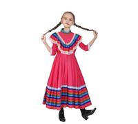 Générique Robe Fete Fille,Robe De Soiree Fille 12 Ans,Costume de Fille Mexicaine à Manches Longues, Robe de Princesse Multicolore pour Halloween, Robes de soirée dansante (9-10 Years)