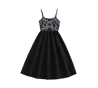 Générique Robe Fille 3 Ans,Robe Fille 14 Ans,Robe d'été pour Filles, imprimée, à Bretelles Fendues, Robe Maxi élégante et décontractée, Style évasé, pour Enfants (Black, 7-8 Years)