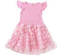 Générique Robe Fille d'été Fleurie à Manches Courtes pour Petites Filles, Style Tutu, avec Jupe Bouffante, idéale pour Les Petites Filles. (4-5 Years)