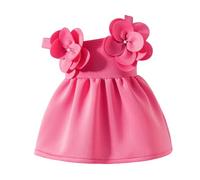 Générique Robe Fille Enfant Bretelles Épaules Découvertes Uni Nœud Papillon Appliqué Fleurs Robe de Princesse pour Enfant(3-4 Years)