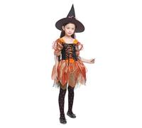 Générique Robe Fille Hiver,Ensemble De Costumes De SorcièRe Orange Mignon pour Les Filles Tour Ou Costume Robe FêTes à ThèMe d'halloween (Orange 4-5 Years)