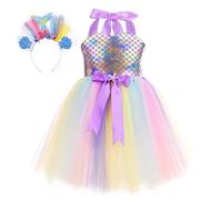 Générique Robe Fille Princesse Robe à Bretelles sans Manches pour Filles,Tenue de soirée dansante,de Princesse,Ensemble Bandeaux