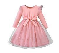 Générique Robe Fille,Robe midi en Tulle et velourà manchelonguepour bébéet Petite : Robe Portefeuille Maxi pour (Pink, 18-24 Months)