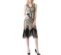 Générique Robe Flapper Charleston Vintage Robe de Bal Robe de soirée Robe de Cocktail Paillettes Femme pour années 20 Roaring 20S Party Dress Short Flapper Femmes Adult Halloween Costume