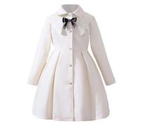 Générique Robe Formelle Grande Fille Manches Longues Col Chemise Événement Spécial Soirée Hiver Tenue Professionnelle Junior(White, 10-11 Years)