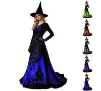 Générique Robe Gothique Femme Costume Halloween Médiévale Sorcière Sexy
