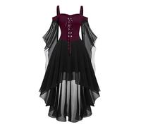 Générique Robe Gothique Femme Halloween Robe Médiéval Costume Halloween Femme Sexy Costume Sorcière Gothique Adulte Demon