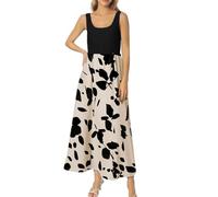 Générique Robe Grande Élégante à Imprimé pour Femme - Tenue de Printemps et d'Été Idéale pour Occasions Spéciales (Beige, M)