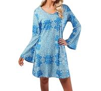 Générique Robe Grande Taille Femme 70s Disco Outfit Femmes 7 PCS 70's Disco Dress Costume Hippie Vêtements Accessoires Bijoux Halloween(Blue,S)
