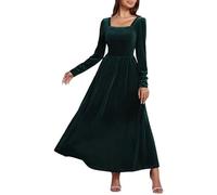 Générique Robe Grande Taille Robe de soirée élégante en Velours Style français,Longue à Manches Longues pour Les fêtes d'automne et d'hiver(Green,M)