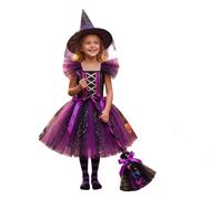Générique Robe Halloween Bebe Fille Costume 18 Mois 8 Ans Ceremonie Déguisement Filles Ensemble De Vetement Pour Sorcière Chic Rouge Idéal Anniversaire Et Fêtes (#A1 Violet,7-8 ans)
