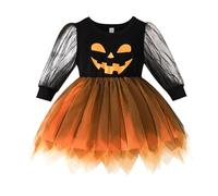 Générique Robe Halloween Bebe Fille,Nouveau Né Bébé Fille Tenues De Noël Enfant 12 Ans Costume D'Halloween Sorcière Médièvale Déguisement 4 Cosplay Manga Ensemble (Orange,6-9 mois)