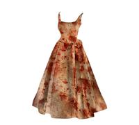 Générique Robe Halloween Femme de Carnaval Imprimé Vampire pour Soirée Fete Chic Deguisement Sexy Paules Dénudées sans Manches Bloody Cosplay