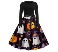 Générique Robe Halloween Femme médiévale pour Steampunk Vampire Moyen Age Renaissance Dres Gothique Vintage A-Line Toussaint maxi carnaval,