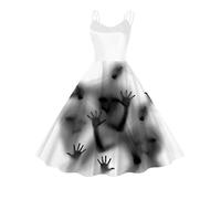 Générique Robe Halloween Femme Tachée De Sang Costume Sanglant Robe de FêTe et Cocktail avec Imprimé Sanglant