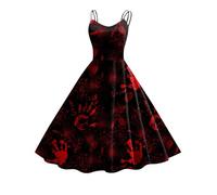 Générique Robe Halloween Femme Tachée De Sang Costume Sanglant Robe de FêTe et Cocktail avec Imprimé Sanglant