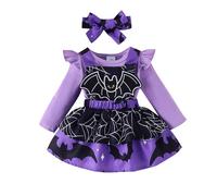 Générique Robe Halloween Fille, Deguisement Halloween Enfant 2 Ans BéBé Filles Ma 1èRe Tenue d'halloween Chapeau De Sorciere Costume BéBé Fille Ensemble éTé VêTements pour Carnaval Ou FêTe à ThèMe