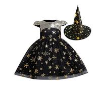Générique Robe Halloween, Filles Cosplay Halloween VêTements Costume Robe De SorcièRe MéDièVale Chapeau Bebe Costume D'Halloween Pour Nouveau-Né Fille DéGuisement Fille 3Ans Sorciere
