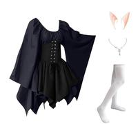 Générique Robe Halloween pour Femme Robe Femme Chic Et Elegant Mi De Plage Ceremonie Hiver Coton Vintage Dentelle Moulante Paillette Sexy Invitée Ropa 2#Marina S