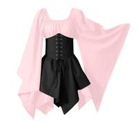 Générique Robe Halloween pour Femme Robe Femme Chic Et Elegant Mi Fleurie Coton Boheme Moulante Fluido Manche Longue Invitée Chic Demoiselle d'honneur Ceremonie Ropa 2#Rosa M