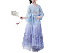 Générique Robe Hanfu Pour Enfants, Élégante Tunique Ancienne Traditionnelle Chinoise Pour Fille Avec Broderie Florale Tenue Cosplay Carnaval Déguisement Vintage Rétro