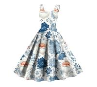 Générique Robe Hiver Femme Drole Noël Et Original Rigolo de Nuit Chic de Fête Glamour Deguisement Noel Vintage de Soiree Robe de Noel Femme Chic Bleu Ciel XXL