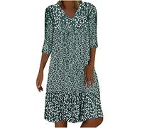 Générique Robe Legere Femme été Fluide Col V Dress Tunique Chic Et Elegant Fête Cocktail Mini Shirt Dress sans Manches Imprimé Floral Bohème Grande Taille Pas Cher Mini Jupe De Plage Robe