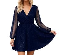 Générique Robe Lin Femme Été Col V Coupe Ample | élégante décontractée mi-Longue, à Manches en résille imprimé, idéale Les fêtes Le Confortable dotée d'u | pour Plage, Vacances et Quotidien