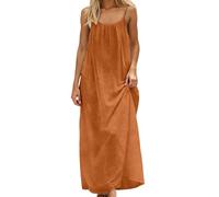 Générique Robe Longue décontractée sans Manches à Dos Nu, Coupe Ample, Peignoir, Robe d'intérieur (Orange, M)