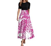 Générique Robe Longue en Voile Imprimé Femme Bleu Empire Haute Fleur Corail Abaya Couleur Clair Froufrou Encolure Elastique Crochet Ballerine Apres Code Tenues Gilet Pulle