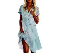 Générique Robe Longue Femme Cocktail Vintage De Plage Chemise Chic Et Elegant Gala Robe Printemps Femme Caftan Mariage Prom Dress Ensemble Ete Invitée De Bal (A30,M)