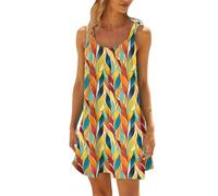 Générique Robe Longue Femme Élégante Patchwork Manches Longues Col Rond Confection Confortable Mode Décontractée Tendance Vestimentaire (B-Yellow, L)