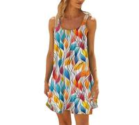 Générique Robe Longue Femme Élégante Patchwork Manches Longues Col Rond Confection Confortable Mode Décontractée Tendance Vestimentaire (B-Orange, S)