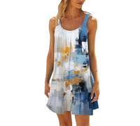 Générique Robe Longue Femme Élégante Patchwork Manches Longues Col Rond Confection Confortable Mode Décontractée Tendance Vestimentaire (AB-White, S)