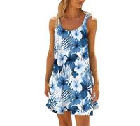 Générique Robe Longue Femme Élégante Patchwork Manches Longues Col Rond Confection Confortable Mode Décontractée Tendance Vestimentaire (B-Blue, M)