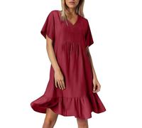 Générique Robe Longue Femme Robe d'été Ample pour Femme,Manches Courtes,Taille cintrée et Coupe Fluide(S)