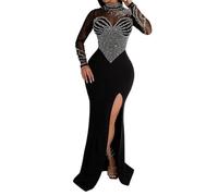 Générique Robe Longue Femme Sexy Robe Femme Chic Et Elegant Robe Paillette Robe De Soiree Taille Haute Fente Robe Cocktail Pour Mariage FêTe D'Anniversaire Bal De Promo