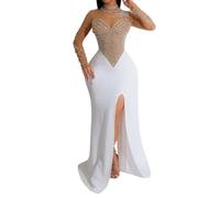 Générique Robe Longue Femme Sexy Robe Femme Chic Et Elegant Robe Paillette Robe De Soiree Taille Haute Fente Robe Cocktail Pour Mariage FêTe D'Anniversaire Bal De Promo