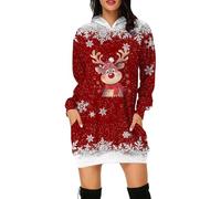 Générique Robe Longue Hiver Femme Moche De Noel Ronde Pull Long Chic Grande Taille Rouge Laine Noël Joli Et Elegant XXL Chaude pour