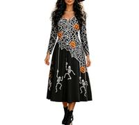 Générique Robe Longue Squelette Femme,Día de Los Muertos Roses Fleurs Gothique Art Squelette Fleuri,Roses Mexicaines,col V,Manches Longues,Taille Cintrée,Robe Longue Rechercher sur Cette Page,S-5XL