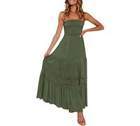 Générique Robe Maxi Bustier Femme sans Bretelles, Robe Été Bohème avec Découpes, Robe Longue Élastique pour Plage et Vacances Plusieurs Couleurs