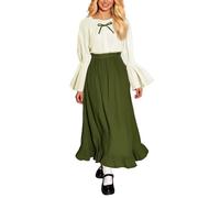 Générique Robe Medieval, Costume Cosplay Guerriere Femme Moyen Age Deguisement Halloween Duo Princesse Jupe Longue Médiévale Marron Gothique Femmes Moyen Age Victorian Era (Vert,S)