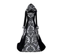 Générique Robe Medieval Femme Malefique Medievale Déguisement Adulte Halloween Corset Soirée Citrouille Costume Sorciere Sorcière Jupe Soiree Elegante Sorcier Robe Halloween pour Femme M