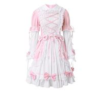 Générique Robe Medieval Femme, Reine Femme Victorienne Halloween Costume Sexy Deguisement American Nightmare Blanche Jupe Médiévale Longue Vetement Gothique Moyen Age (Rose,M)