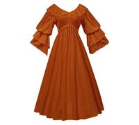Générique Robe Medieval, Medievale Steampunk Gothique Robes D'Halloween Costume De Cosplay Deguisement Ecoliere Halloween Femme D Tenue Médiévale Vêtements Gothiques (Brun,S)