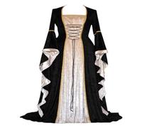 Générique Robe Medieval, Reine Femme Médiévale Renaissance Parti Costume Vintage Deguisement Adulte Moyen Age Halloween Xs Tenue Medievale Vêtements Gothiques Moyen Age (Le noir,3XL)