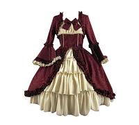 Générique Robe Medieval, Victorienne Reine Costume Halloween Squelette Femme Deguisement None De Princesse Tenue Médiévale Luxe Vetements Gothique Moyen Age Victorian Era (Rouge,L)